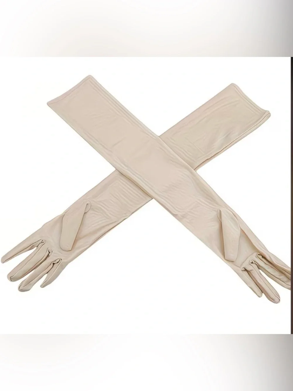 Elegant champagne colored long opera gloves, prom, wedding, balletcore NWOT